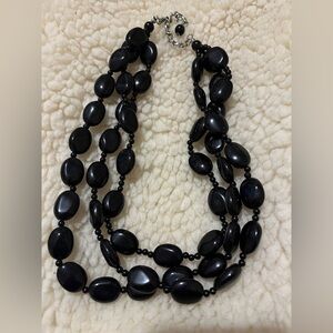 Elegant Black Beaded Necklace